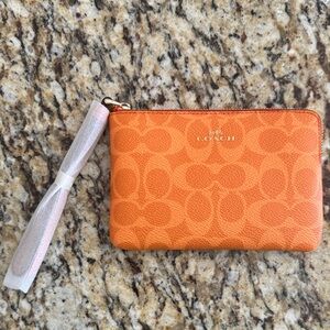 NWT Coach Vibrant Orange Wristlet